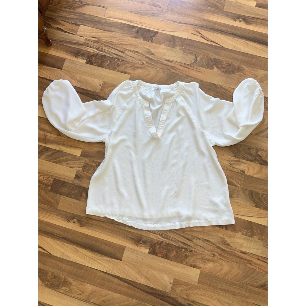 Ladies' White Cotton Peasant Blouse OLD NAVY Size L See Through minimalist - Picture 5 of 12